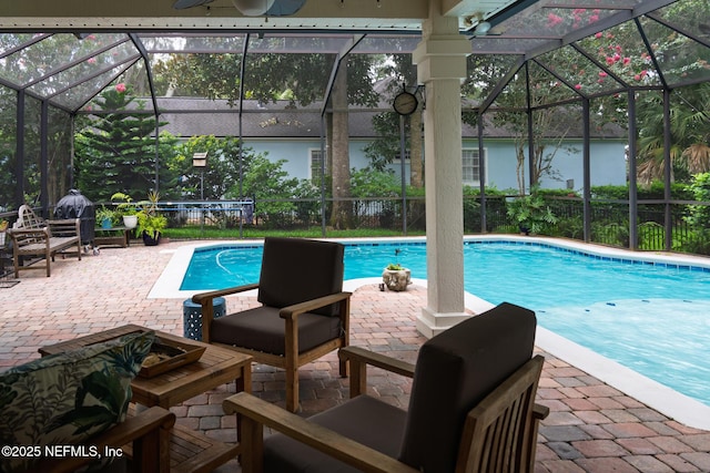 13464 Ellsworth Ln, Jacksonville, FL 32225 - view of pool featuring glass enclosure and a patio