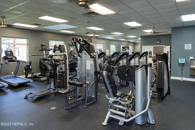13464 Ellsworth Ln, Jacksonville, FL 32225 - gym with a paneled ceiling and ceiling fan