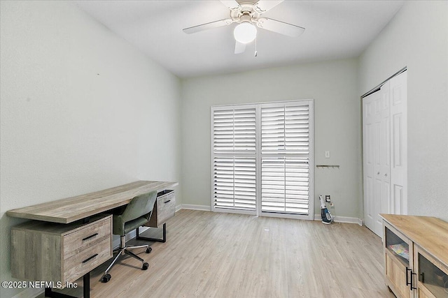 2404 Vista Cove Rd, Saint Augustine, FL 32084 - home office featuring light wood finished floors and a ceiling fan