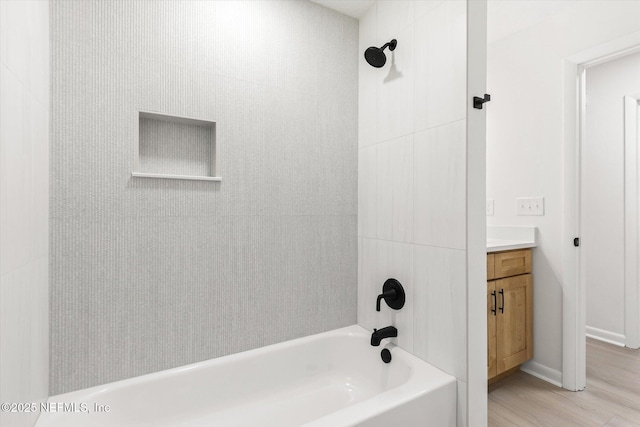 2453 Jetty Ct, Jacksonville, FL 32233 - full bathroom with shower / bath combination, vanity, and wood finished floors