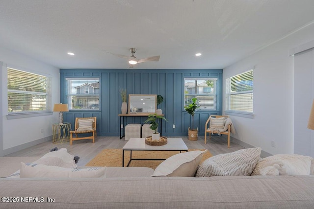 407 Lower 8th Ave S, Jacksonville Beach, FL 32250 - living area with wood finished floors, recessed lighting, and ceiling fan