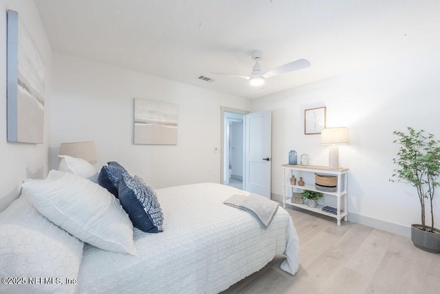 407 Lower 8th Ave S, Jacksonville Beach, FL 32250 - bedroom featuring light wood-type flooring and a ceiling fan