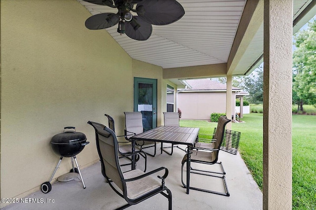 3504 Garibaldi Way, Saint Augustine, FL 32092 - view of patio / terrace featuring outdoor dining area, a grill, and ceiling fan