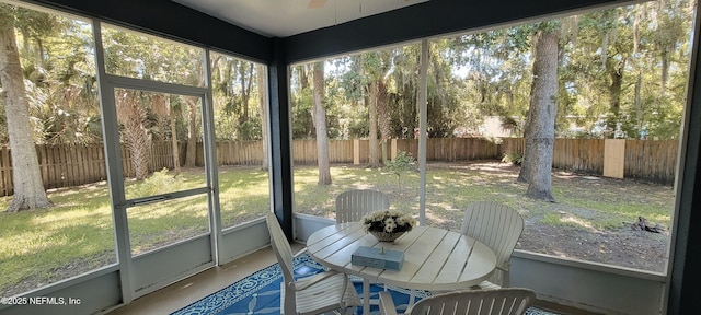308 Winding Oak Way, Saint Augustine, FL 32084 - sunroom / solarium featuring plenty of natural light, ceiling fan, and outdoor dining space