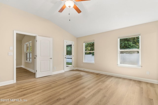 78262 Saddle Rock Rd, Yulee, FL 32097 - spare room featuring ceiling fan, light wood-type flooring, and vaulted ceiling