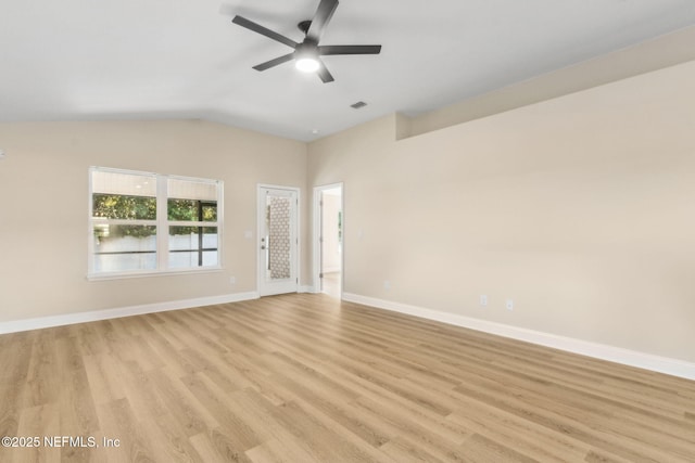 78262 Saddle Rock Rd, Yulee, FL 32097 - unfurnished room featuring light wood-type flooring, ceiling fan, and lofted ceiling