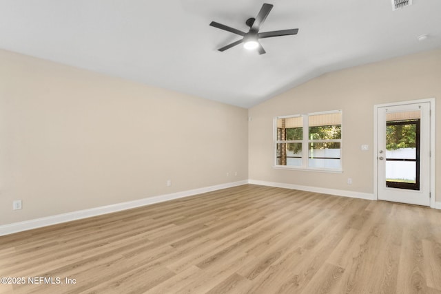 78262 Saddle Rock Rd, Yulee, FL 32097 - unfurnished room featuring lofted ceiling, light wood-style flooring, and ceiling fan
