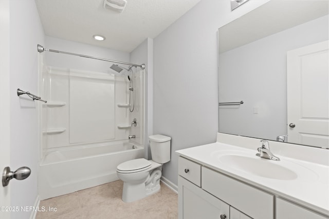 82 Birchfield Ln, Saint Augustine, FL 32092 - full bath featuring vanity, bathing tub / shower combination, tile patterned floors, and a textured ceiling