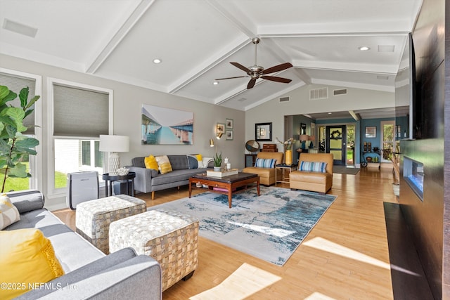 1786 Selva Marina Dr, Atlantic Beach, FL 32233 - living room featuring ceiling fan, wood finished floors, and recessed lighting