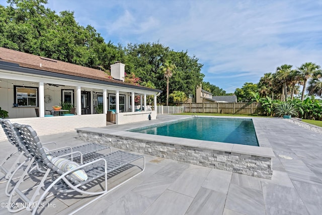 1786 Selva Marina Dr, Atlantic Beach, FL 32233 - view of pool featuring a patio area, a fenced backyard, and a ceiling fan