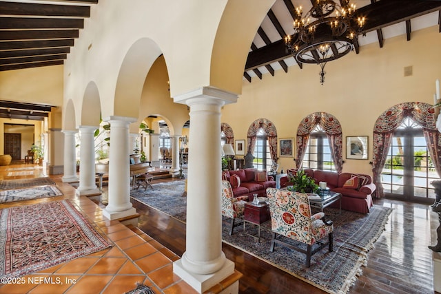 1185 Ponte Vedra Blvd, Ponte Vedra Beach, FL 32082 - common area with beam ceiling and high vaulted ceiling