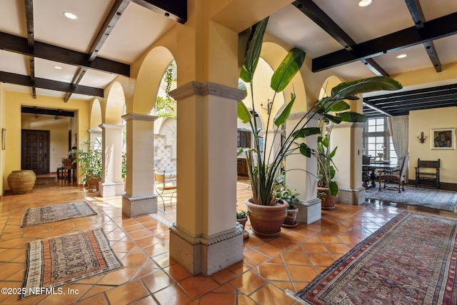 1185 Ponte Vedra Blvd, Ponte Vedra Beach, FL 32082 - lobby featuring coffered ceiling, beam ceiling, and recessed lighting