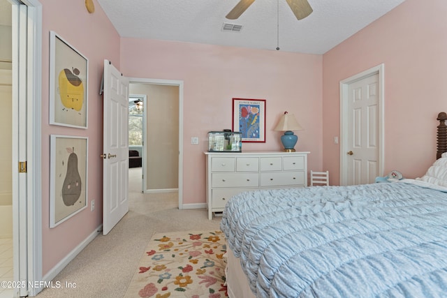 312 Bartram Trl, Saint Johns, FL 32259 - bedroom featuring light colored carpet, a textured ceiling, and a ceiling fan