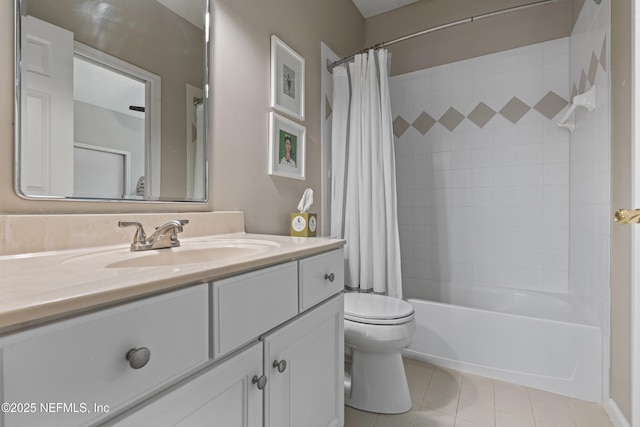 312 Bartram Trl, Saint Johns, FL 32259 - bathroom featuring vanity, shower / bath combo with shower curtain, and tile patterned floors