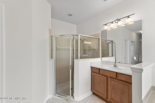 336 Edge Of Woods Rd, Saint Augustine, FL 32092 - bathroom with vanity, a stall shower, and tile patterned floors