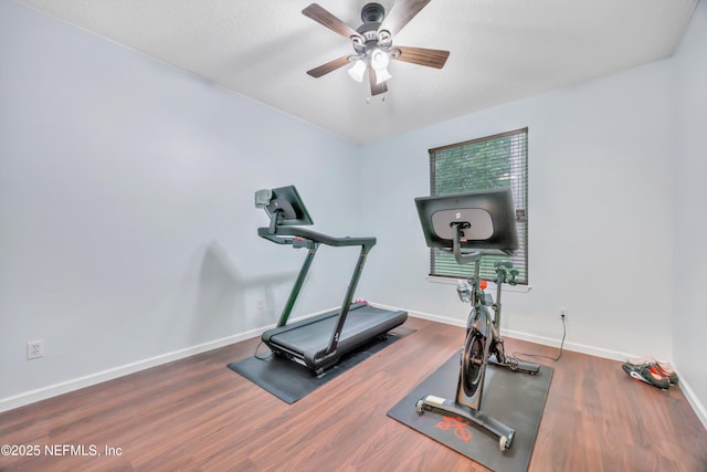 2502 Willow Creek Dr, Fleming Island, FL 32003 - exercise room featuring ceiling fan and wood finished floors