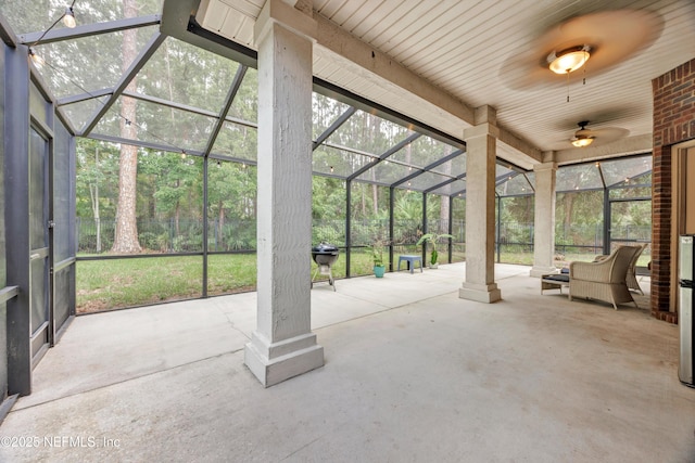 2502 Willow Creek Dr, Fleming Island, FL 32003 - unfurnished sunroom with a ceiling fan