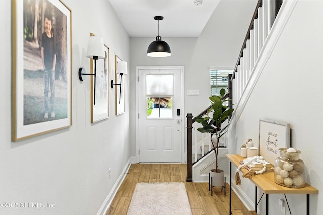 133 Wambaw Dr, Saint Johns, FL 32259 - doorway featuring stairs and light wood-style flooring