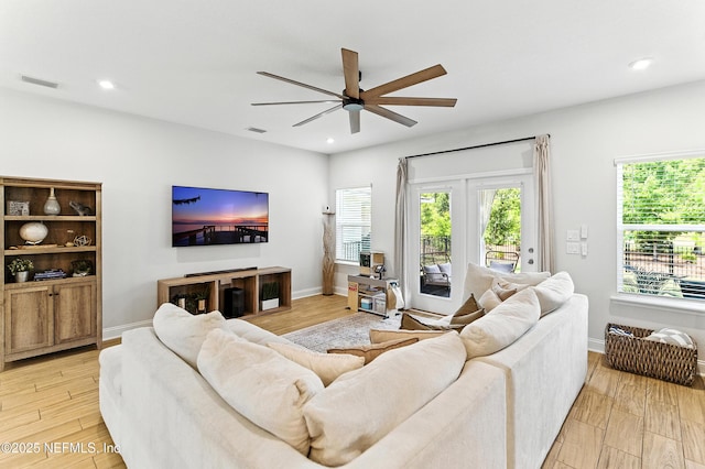 133 Wambaw Dr, Saint Johns, FL 32259 - living room with a ceiling fan, light wood-style flooring, and recessed lighting