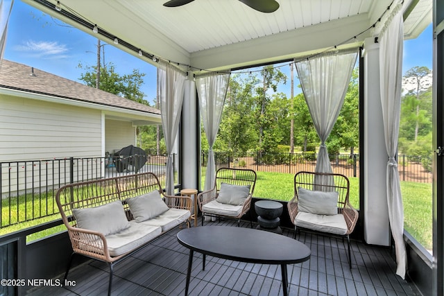 133 Wambaw Dr, Saint Johns, FL 32259 - sunroom / solarium featuring a ceiling fan and an outdoor hangout area