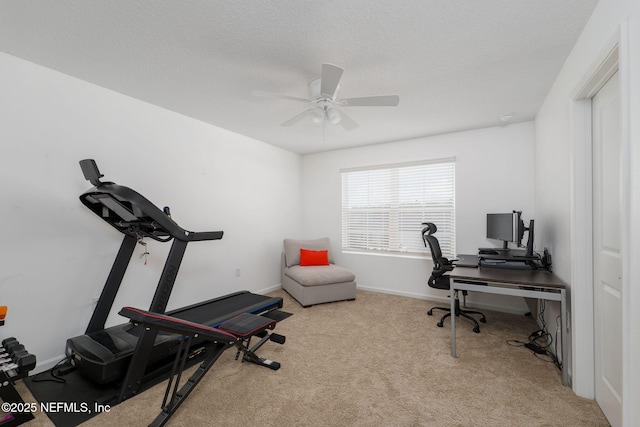 65 Birchfield Ln, Saint Augustine, FL 32092 - home office with carpet flooring, a ceiling fan, and a textured ceiling