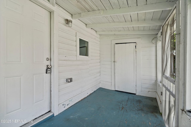 5834 Harris Ave, Jacksonville, FL 32211 - unfurnished sunroom featuring beamed ceiling