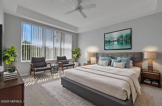 644 Casa Fuerta Ln, Saint Augustine, FL 32080 - bedroom with carpet, a raised ceiling, and ceiling fan