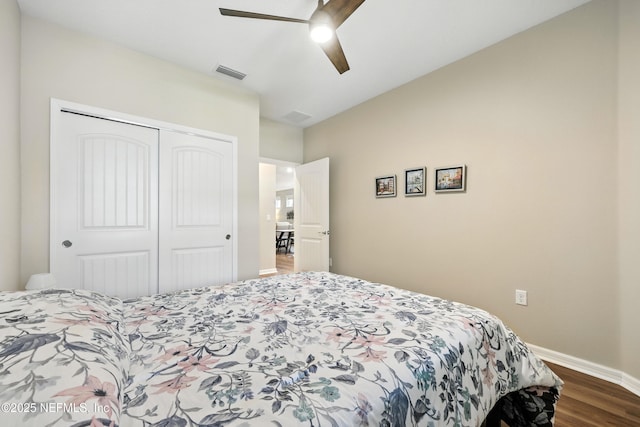 129 Oyster Shell Ter, Ponte Vedra, FL 32081 - bedroom featuring dark wood-type flooring, a closet, and ceiling fan
