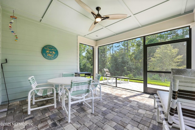 129 Oyster Shell Ter, Ponte Vedra, FL 32081 - sunroom / solarium with a ceiling fan and outdoor dining space