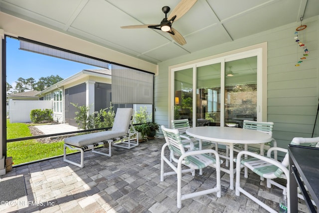129 Oyster Shell Ter, Ponte Vedra, FL 32081 - sunroom / solarium with a ceiling fan and outdoor dining area
