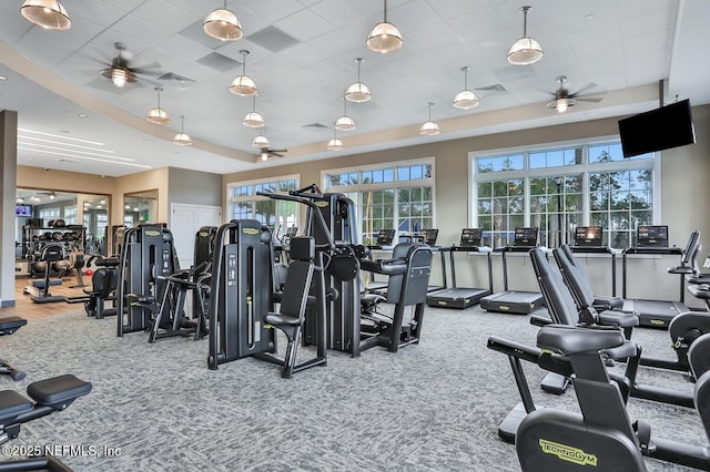 129 Oyster Shell Ter, Ponte Vedra, FL 32081 - workout area featuring ceiling fan and carpet