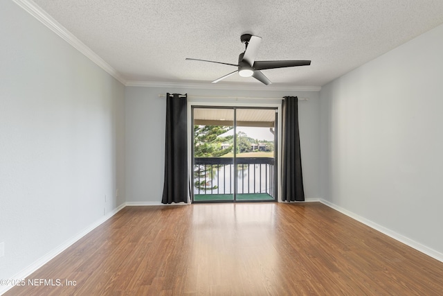 7855 La Sierra Ct Unit 7855, Jacksonville, FL 32256 - unfurnished room with a ceiling fan, wood finished floors, a textured ceiling, and crown molding