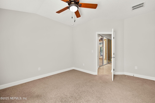 100 Cummer Way, Saint Augustine, FL 32095 - spare room with light carpet, vaulted ceiling, and a ceiling fan