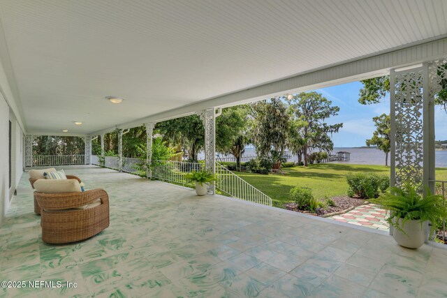 2785 Holly Point Rd E, Orange Park, FL 32073 - view of patio / terrace with a water view