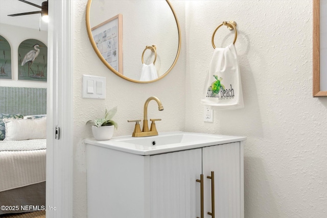 165 Sherry Dr, Atlantic Beach, FL 32233 - ensuite bathroom featuring vanity, ceiling fan, and a textured wall