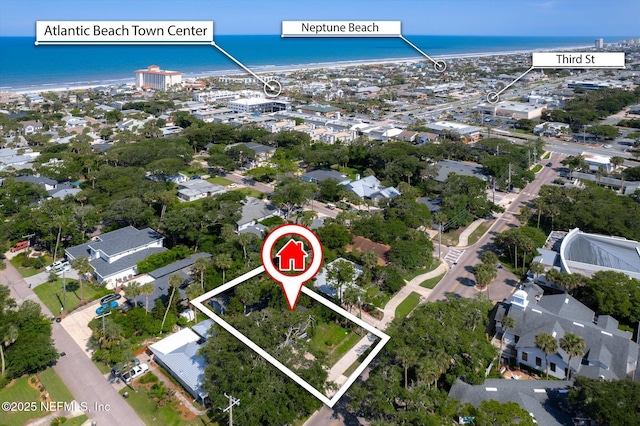 165 Sherry Dr, Atlantic Beach, FL 32233 - aerial view of property and surrounding area featuring a nearby body of water and property boundaries highlighted