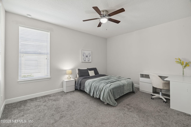 168 Bronson Pkwy, Saint Augustine, FL 32095 - bedroom with carpet, a ceiling fan, a textured ceiling, and an office area