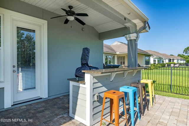 168 Bronson Pkwy, Saint Augustine, FL 32095 - view of patio featuring ceiling fan and a residential view