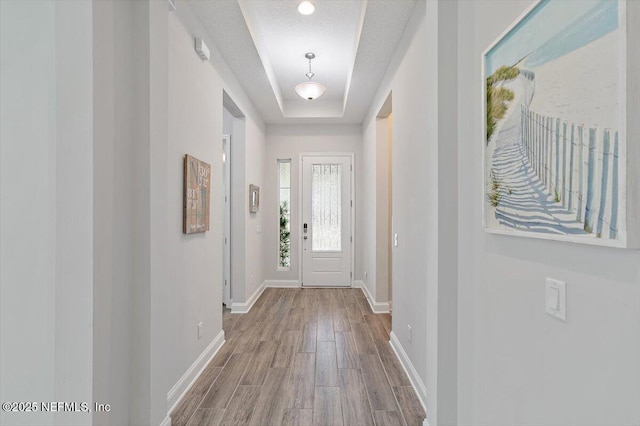 150 Calumet Dr, Saint Johns, FL 32259 - foyer with a tray ceiling and wood finished floors
