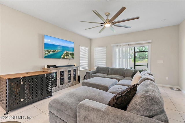 235 Brybar Dr, Saint Augustine, FL 32095 - living room with tile patterned floors and a ceiling fan