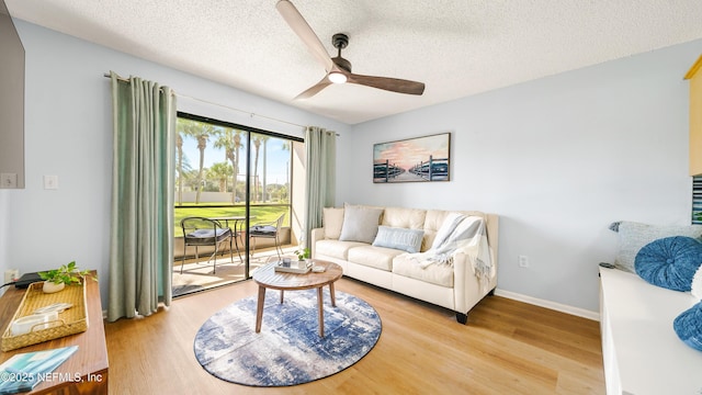 4250 A1A Unit B16, Saint Augustine, FL 32080 - living area with ceiling fan, wood finished floors, and a textured ceiling