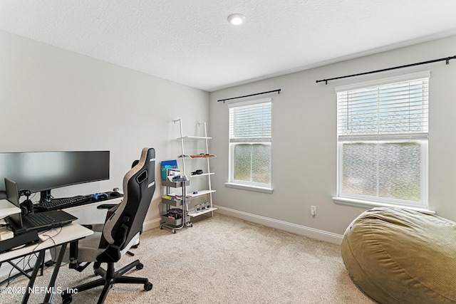 105 Meadow Creek Dr, Saint Johns, FL 32259 - home office featuring carpet floors and a textured ceiling