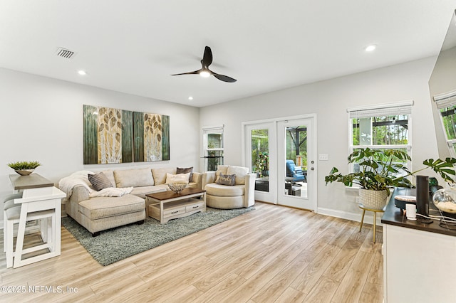 105 Meadow Creek Dr, Saint Johns, FL 32259 - living room with a ceiling fan, light wood-type flooring, and recessed lighting