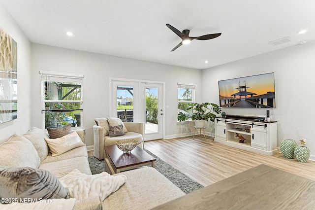 105 Meadow Creek Dr, Saint Johns, FL 32259 - living area with light wood-type flooring, ceiling fan, and recessed lighting