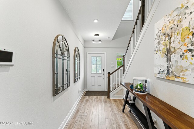 105 Meadow Creek Dr, Saint Johns, FL 32259 - doorway with stairway and light wood-style floors