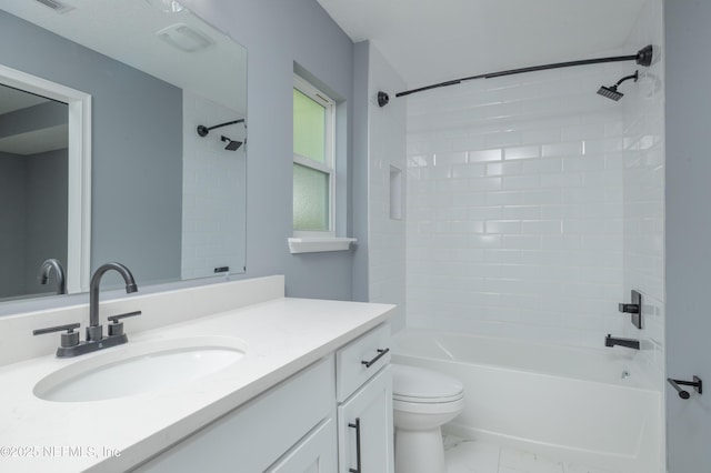 460 S Nassau St, Saint Augustine, FL 32084 - bathroom with vanity, shower / tub combination, and marble finish flooring