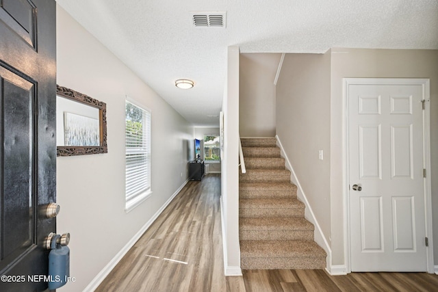 96016 Gray Heron Ct, Yulee, FL 32097 - stairway with wood finished floors and a textured ceiling