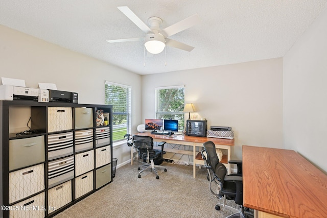 96016 Gray Heron Ct, Yulee, FL 32097 - carpeted office with a textured ceiling and a ceiling fan