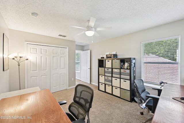 96016 Gray Heron Ct, Yulee, FL 32097 - carpeted office featuring a ceiling fan and a textured ceiling