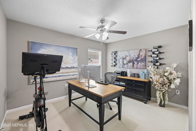15067 Durbin Cove Way, Jacksonville, FL 32259 - office area featuring light colored carpet, ceiling fan, and a textured ceiling